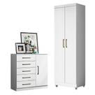Cômoda Sapateira Milão 2014145 e Armário Multiuso 2000191 Branco Tx com Pés Cinza - Aramóveis