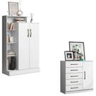 Cômoda Sapateira Milão 2014145 e Armário Multiuso Florença 2000199 Branco Tx - Aramóveis