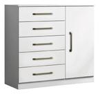 Cômoda Sapateira Multiuso 5 Gavetas 1 Porta Milão Branco