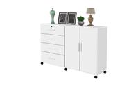 Cômoda Sapateira Multiuso BR Com Rodízios 2 Portas Cor Branco Cômoda Sapateira Multiuso BR Com Rodízios 2 Portas Cor Branco