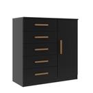 Cômoda Sapateira New Monaco 1 Porta 5 Gavetas - Black