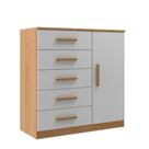 Cômoda Sapateira New Monaco 1 Porta 5 Gavetas - Branco/Cinnamomo
