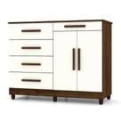 Cômoda Sapateira para Quarto 05 Gavetas e 02 Portas Livia Imbuia/Champanhe - Pallazio