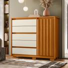 Cômoda Sapateira Para Quarto 1 Porta 5 Gavetas Sardenha A04 Cinamomo Off White - Lyam Decor
