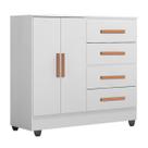 Cômoda Sapateira para Quarto 2 Portas 4 Gavetas Lisa Branco
