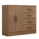 Cômoda Sapateira Para Quarto 2 Portas 4 Gavetas Lisa Carvalho Oak