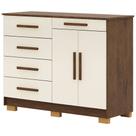 Cômoda Sapateira Para Quarto 2 Portas 5 Gavetas Biana V01 Imbuia Champanhe - Lyam Decor