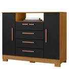 Cômoda Sapateira Rack para Quarto 2 Portas 4 Gavetas Madri Carvalho Americano/Preto