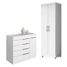 Cômoda Sapateira Sevilha 2004147 E Armário Multiuso 2000191 Branco Tx Com Pés Cinza - Aramóveis Cômoda Sapateira Sevilha 2004147 E Armário Multiuso 2000191 Branco Tx Com Pés Cinza - Aramóveis