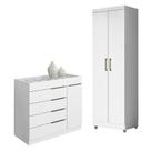 Cômoda Sapateira Sevilha 2004147 e Armário Multiuso 2000191 Branco Tx com Pés Cinza - Aramóveis Cômoda Sapateira Sevilha 2004147 e Armário Multiuso 2000191 Branco Tx com Pés Cinza - Aramóveis