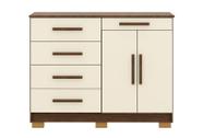 Cômoda Sapateira Sirius 2 Portas e 5 Gavetas Imbuia Champanhe - Vila Rica Cômoda Sapateira Sirius 2 Portas e 5 Gavetas Imbuia Champanhe - Vila Rica