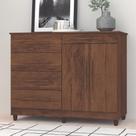 Cômoda Sapateira Sirius 5 Gavetas 2 Portas MDP Mdf Imbuia com Puxadores Vila Rica
