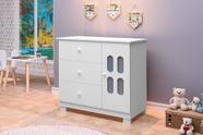 Cômoda / Sapateira SOF 3 Gavetas e 1 Porta Com Detalhes Vazados Com Visoresem Acrílico Fosco Cor Branco