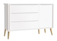 Cômoda Sapateira Théo New Branco Fosco com Natural - MoveisAqui