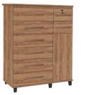 Comoda sapateira Trino com chave 08 gavetas cor Canela fosco