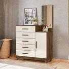 Cômoda Sapateiro Ambiente Lisboa Castanho Wood Off White Com Espelho - Moval