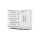 Cômoda Sirius Branco 5 Gavetas e 2 Portas para Quarto Dormitório - Vila Rica