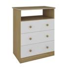 Comoda smim 3 gavetas branco brilho/amendoa - moveis peroba