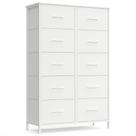 Cômoda SONGMICS para Quarto, Gaveteiro, Aço, MDF, 10 Gavetas de Tecido Não Tecido, Unidade Organizadora de Armazenamento, Guarda-Roupa, Entrada, Branco Nuvem e Branco Neve ULGS125W01S