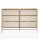 Cômoda Square 6 Gavetas 138 cm x 45 cm Tauari/Dourado - Telinha Rattan