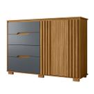 Cômoda Texas 147cm 4 Gavetas 2 Portas Freijó Cinza Moval