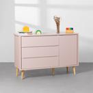 Cômoda Theo 1 Porta com Pés Retro Natural - Rosa