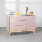 Cômoda Theo 1 Porta com Pés Square Natural - Rosa