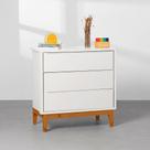 Cômoda Theo 3 Gavetas com Pés Square Mel - Branco Fosco