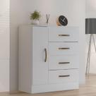 Cômoda Toledo Branco 4 Gavetas 1 Porta 81cm Largura Quarto Sapateira MDP