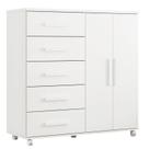 Cômoda Toronto com rodízios 05 gavetas e 02 portas Branco - Móveis Albatroz