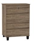 Comoda Trino 04 gavetas + fechadura cor Teca rústico oferta