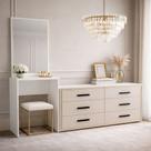 Cômoda Valência 6 Gavetas com Espelho Creme/Branco - Politorno