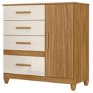 Comoda Venus 4 Gavetas 1 Porta Com Pes 98 Cm Freijo Off White Friso Moval