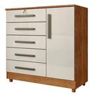 Cômoda Vitória 5 Gavetas 1 Porta Rud Rack Cor Cedro Areia