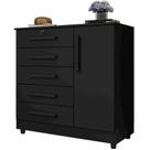 Cômoda Vitória 5 Gavetas 1 Porta Rud Rack Cor Preto