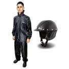 COMP Capacete Aberto Coquinho Scooter Moto Elétrica + Capa de Chuva Tam G Masculino