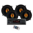 COMP Kit 2x Pares de Alto-Falantes Leson JB5 Flex 5” 110W + Rádio H-Tech HT-1022 Bluetooth