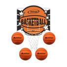 COMP Kit 4 Bolas Tamanho 3 + Cesta de Basquete Infantil Indicado para 4 aos 6 anos - Xalingo 28687