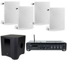 COMP Kit Amplificador Comércio Slim 2200 + 4 Arandelas + 1 Sub RD SW8 Barbearias e Lojas de Shopping