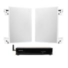 COMP Kit Amplificador Receiver HDMI para TV + 2 Caixas de Som de embutir 6 Pol 70W - Sala de TV de até 50m²