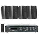 COMP Kit Amplificador Receiver SLIM 1000 G5 + 4 Caixas PS 200 Preta Frahm