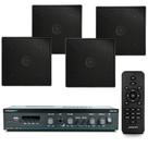 COMP Kit Amplificador Receiver SLIM 1600 MC G5 60W + 4 Arandelas Leson Quadrada Preta