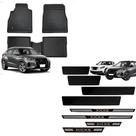 COMP Kit Automotivo Kicks 16: Tapete Bandeja Preto 5 Peças + Soleira Adesiva Proteção 4 Portas