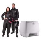 COMP Kit Bauleto 80L Branco p/ Moto Plástico Injetado + Conjunto Capa de Chuva PVC Preto G