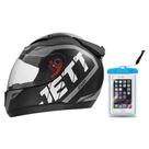 COMP Kit Capacete Jett Evo Line Brilhante Cinza Tam. 56 + Capa para Celular Impermeável