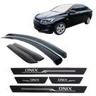COMP Kit Chevrolet Onix Plus Sedan: Kit Calha de Chuva 4 portas + Soleira Preta
