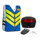 COMP Kit Colete Refletivo Pro Tork Azul Tamanho G + Baú Traseiro Smart Box 4 35 Litros