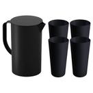COMP Kit Cozinha Coza Brinox Preto: Jarra Cozy com Tampa 2L + 4 Copos Cônicos de 500ml cada