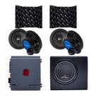 COMP Kit Manta Acústica 10 Folhas + 4 Alto Falantes 6" + Amplificador 4 Canais + Subwoofer 8" 200W