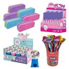 COMP Kit Papelaria: 12 Borrachas Fundo do Mar, 6 Estojos Fini, 30 Lápis Fini, Tesoura Hello Kitty